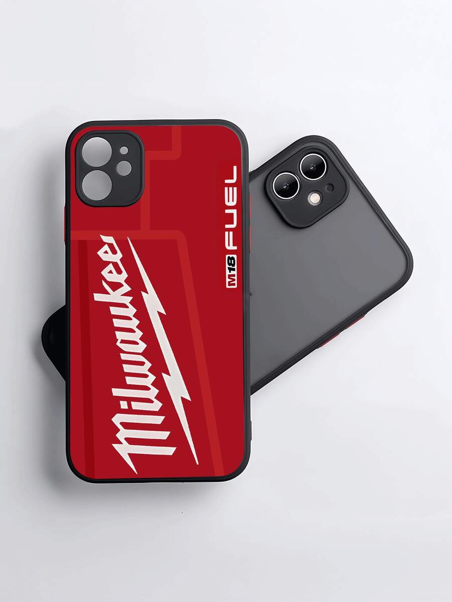 Funda de teléfono con textura mate, diseño de patrón Milwaukee, compatible con iPhone 16 Pro Max, 16 Pro, 15 Pro Max, Apple P13, P14, P11, P16, P12, XS, XR, 7/8, P 7/8, A50, A12, A32, A52, A72, A51, A21S, A13, A14, S22 Ultra, S23, A33, A53, S20 FE, 12 Pro, 12, 12X, Note 11, 9A, 9C, Poco X3 NFC, Redmi 10, Redmi 9, Note 9, 12C, Note 11 Pro, Redmi 10C, Note 8 Pro; resistente al agua, a los golpes y a los arañazos - Negro - Ver 1