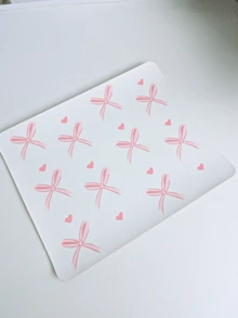 Pink Mouse Pad, Cute Bow Mouse Pad, Square Heart Wireless Mouse Pad, Non-Slip PU Mouse Pad, Suitable For Office Computer And Laptop, 26*21cm, Christmas Gift/New Year Gift (2026) - White - View 4