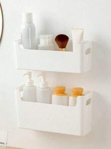 2pcs/1pc Kitchen Wall Mounted Storage Box, Adhesive Wrap Bag Holder For Cabinet Interior, Over-The-Door Hanging Basket, Kitchen Organizer, Room Decor, Home Decor