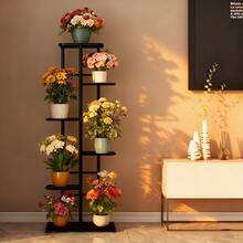 SHENGMAO--1/2/4/5/6-7Tier Plant Stand, Iron Flower Stand,Heavy-Duty Metal Frame, Metal Flower Stand, High-Angle Multi-Tier Plant Rack, Indoor/Outdoor Flower Pot Display Stand. Crafted From Iron With A Sleek, Minimalist Design For Easy Disassembly. This Versatile Stand Fits Seamlessly In Living Rooms, Entryways, Offices, Or Outdoor Patios And Gardens. Available In Multiple Colors. - 7 lớp màu đen - Xem 1