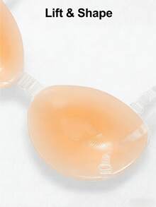 1 Pair Transparent Adhesive Strapless Low-Cut Bra, Seamless Backless Invisible Bra, Strapless Bridal Bra, Silicone Bra, Lingerie And Nipple Covers - Apricot - View 3