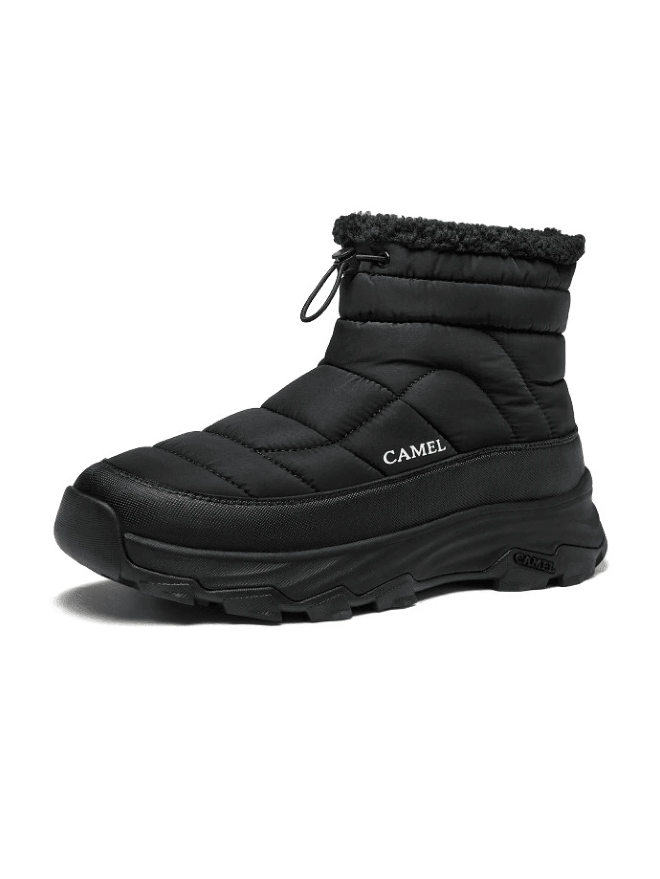 CAMEL CROWN Men's Thick Sole Outdoor Anti-Slip Waterproof Snow Boots With Fleece Lining, Winter - Black - View 1