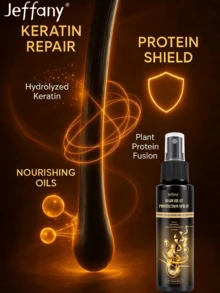 Jeffany Heat Protectant Hair Spray, No-Rinse Heat Protector, Lightweight Formula, Resists Up To 446°F Heat Damage, Hair Heat Protection, Frizz Control And Deep Repair, Restores Shine, Prevents Split Ends, Professional Hair Care Spray Suitable For All Hair Types, Ideal For Everyday Styling, Salon, Gym, Swimming, Party - 100ml/3.38fl.Oz - Black - View 6