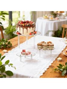 Soporte redondo de acrílico para pastel, estante de exhibición de postres para fiesta/cumpleaños, soporte de exhibición de cristal transparente - transparente - Ver 3