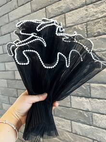 2 Rolls/1 Roll Faux Pearl Ruffle Fabric Flower Wrapping, Suitable For Party, Wedding, Birthday Gift Packaging, Bouquet Accessories, Gift Wrapping, Flower Packaging, Valentine's Day, Mother's Day (White 2 Styles Randomly Sent) - Multicolor - View 4