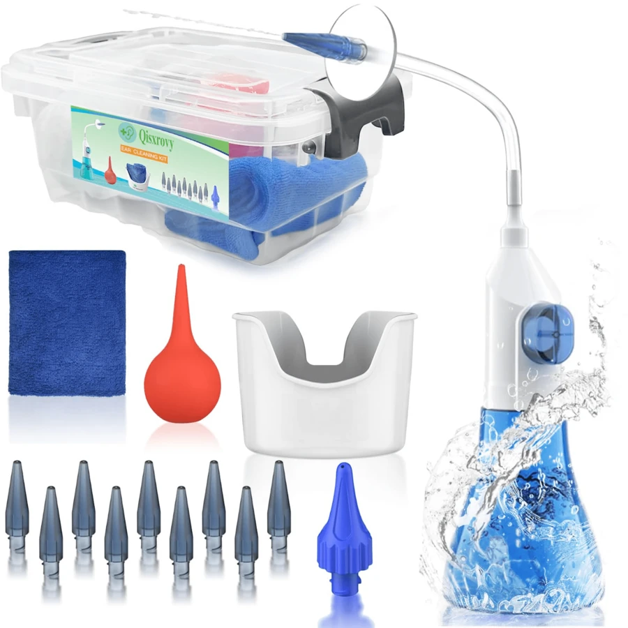 Ear Wax Removal Tool, Ear Cleaning KitsEar Irrigation Kit Ear Flush Kit For Adults Kids, Ear Wax Washer Device With Basin, Piercing Kit Ear Cleaning Kit Tools Ear Cleaner Bulb, Curette Kit, Towel, Tips, Storage Box Transparent - 透明的 - 查看 1
