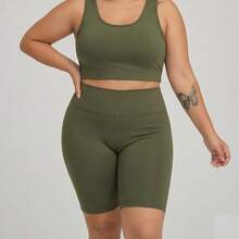 Women's Plus Size Bermuda Shorts In Supplex Fabric, High Waist, Fitness Leggings, Sizes GG To G3 - 綠色 - 查看 1
