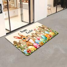 1/2pcs Easter Doormat And Rug Set, Featuring Cute Bunny And Easter Egg Floral Patterns, Warm Pastoral Style, Non-Slip Bottom Design, Suitable For Decorating Entryways And Home Entrances, Creating A Holiday Atmosphere. - Multicolor - View 17