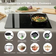 30 Inch Induction Cooktop - 4 Burner Built-In Electric Stove With Bridge-SYNC, Booster, Timer & Double Lock | 9000W 220-240V Hardwired, Black Glass Top - Black - View 2