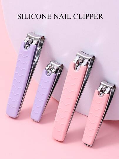 4pcs/Set Professional Manicure Set - High Quality Stainless Steel Sharp Nail Clippers With Soft Silicone Handles, Nail Care Tools For Trimming Fingernails, Toenails And Thick Nails, Portable Travel Design For Men And Women, Durable Beauty Accessory, Great Gift Idea