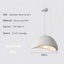 White Resin Pendant Lampshade Only, Wabi-Sabi Scandinavian Minimalist Dome Light Shade, 11.8 Inch Modern Hanging Lamp Shade Replacement, Fit E26 E27 Bulb, For Dining Room Kitchen Island Living Room Bedroom - White - View 6