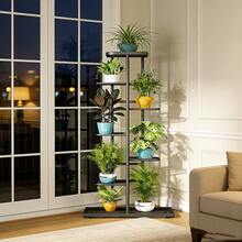 SHENGMAO--1/2/4/5/6-7Tier Plant Stand, Iron Flower Stand,Heavy-Duty Metal Frame, Metal Flower Stand, High-Angle Multi-Tier Plant Rack, Indoor/Outdoor Flower Pot Display Stand. Crafted From Iron With A Sleek, Minimalist Design For Easy Disassembly. This Versatile Stand Fits Seamlessly In Living Rooms, Entryways, Offices, Or Outdoor Patios And Gardens. Available In Multiple Colors. - 6層金色 - 查看 5