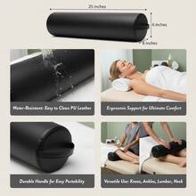 Royal Massage Professional Massage Table Full Round Bolster Pillow – Premium Knee & Leg Support Cushion - 25" X 6" - Espresso - View 5