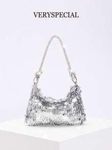 女士晚宴包、单肩包、流浪包，时尚奢华，镶钻，闪亮，银色，亮片，串珠，腋下包，亮片流苏包，高端时尚，适合鸡尾酒会、派对、舞会、俱乐部、约会、生日、晚宴、晚宴等场合。 - 彩色 - 查看 14