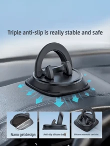 Adjustable Car Phone Holder, Multi-Angle Adjustment [Adjustable Spring Design], Dashboard Holder, Multi-Function Suction Cup Style Center Console Smartphone Holder With 360° Rotation, Silicone Anti-Slip Pad, Provides Convenient Hands-Free Driving Experience. - Style 1 - View 10