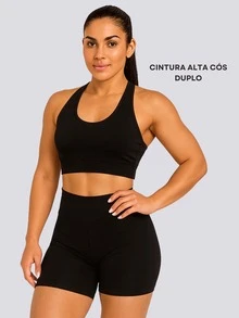 Gym Set: Top And Shorts Fitness Kit - Clothing With Shorts - Black - View 6