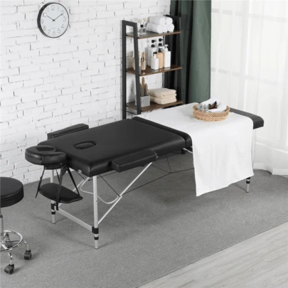 Butterslay 2-Fold Portable Massage Table Multi-Functional Adjustable Spa Table With Headrest & Armrests & Hand Pallet Foldable Massage Bed For Salon Spa Lash Studio Pink/Black