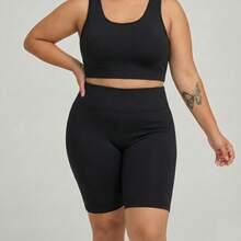 Set Of 3 Women's Plus Size Bermuda Shorts In Supplex, High Waist, Leggings/Fitness/Gym Suit, Sizes GG To G3 - 黑色,邊框和灰色 - 查看 3