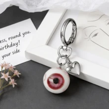 1pc Gothic Demon Eye Resin Heart-Shaped Halloween Keychain Bag Charm, Birthday Gift - Multicolor - View 6