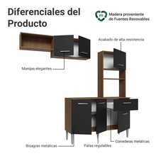 Cocina Integral Completa Modular Madesa Aura 196cm MN 02 - Marrón y Negro - Ver 4