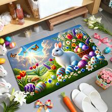 1/2pcs Easter Doormat And Rug Set, Cute Rabbit, Easter Eggs & Floral Pattern, Non-Slip Backing, Suitable For Home Entryway And Stairs Decor, Add Holiday Atmosphere, Soft & Comfortable, Practical & Decorative - Multicolor - View 13