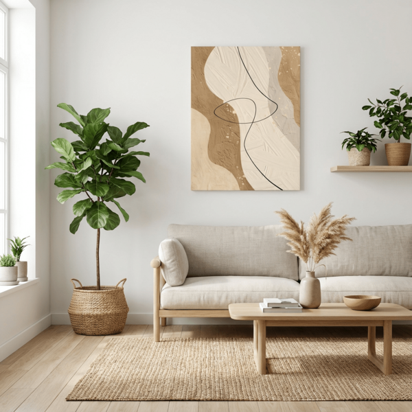 1pc Canvas High Definition Printed Painting Poster, Frameable Abstract Pattern Beige Modern Stylish Decor Art, Suitable For Living Room, Bedroom, Sofa Background, Entryway Cabinet, Tabletop And Floor Standing Decoration, Wall Art, Replaceable Canvas