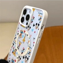 Disney. ‌ What Fun Patterned Phone Case Featuring Beloved Cartoon Characters Including Mickey Mouse And Frids What Designed For 17, 16, 15, 14, 13, 12, And 11 Pro Models With Shockproof Protection Perfect Gift For Birthdays Holidays And Special Occasions. Holiday Accessories. - 白色 - 查看 4