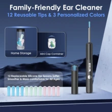 Ear Wax Removal Kit WiFi Ear Cleaner 1920P FHD Ear Camera, Piercing Kit Ear Cleaning Kit Tools Ear Cleaner Ear Wax Remover With 8 PCS Ear Cleaning Kit,Ear Scope Otoscope With 6 LED Lights,Silicone Ear Wax Removal Tool For IOS & Android (Black) - 黑色的 - 查看 3