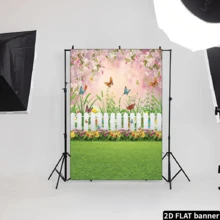 Spring Easter Backdrop Spring Pink Flowers Photography Backdrop Easter Green Lawn Natural Scenery - Multicolor 1 - View 4