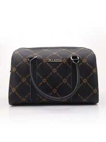 Women's Talassa Large Spacious Handbag With Crossbody, Side, And Hand Strap - Luxury - Black and White - View 2