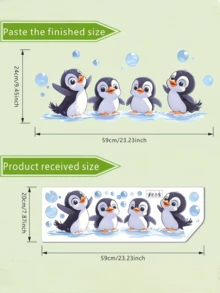 1张可爱企鹅玩水墙贴，可移除半哑光自粘墙贴，适用于客厅、卧室和儿童房。家居装饰贴纸、墙贴、乙烯基贴纸、春季装饰，为您的家增添活力。Rama装饰贴纸礼品，生日和毕业礼物。 - Cute Penguin Playing Water - 查看 6
