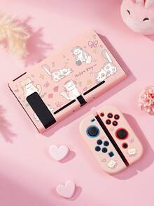 1pc Ins Style Cat & Bow Graphic Switch/Switch 2 Console Protective Case, Compatible With New Switch 2 (2025)/Switch NS/Switch OLED/Lite, Switch Gaming Accessories, Full Set Including Storage Pouch, Card Slot Base, Best Gift Compatible With Switch Players - Multicolor - View 5