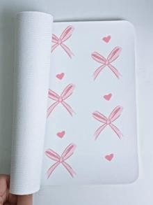 Pink Mouse Pad, Cute Bow Mouse Pad, Square Heart Wireless Mouse Pad, Non-Slip PU Mouse Pad, Suitable For Office Computer And Laptop, 26*21cm, Christmas Gift/New Year Gift (2026) - White - View 2