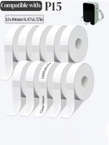 Mini Printer Label Tape, White Thermal Label Tape, Thermal Printing Paper, Black Background White Text, Suitable For D30, D32, D35, P15, P11, P12, P15 And Q30 Label Printers, For Home And Business Use, 12x40mm (0.47"X1.57"), Waterproof, Oil-Resistant, Wear-Resistant, Tear-Resistant. - White - View 8