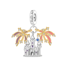 CYMYSS 1pc Fairy Tale Inspired Silver-Tone Plated Cubic Zirconia Moon Fairy/Castle/Crystal Ball Pendant, Unisex, Women's Birthday/Holiday Gift