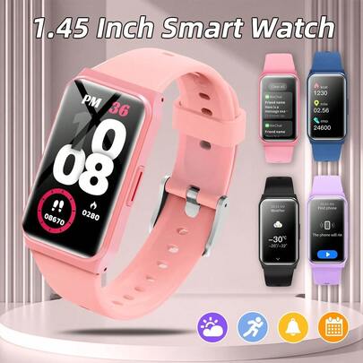 Smartwatch con pantalla táctil HD de 1,45 pulgadas - Llamadas inalámbricas, captura de fotos, control de música | Compatible con Android/iOS, estilo unisex, esfera de reloj personalizable, alarma y alertas de llamadas/SMS