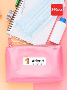 1-240pcs Custom Name Stickers - Personalized Stationery Stickers, Clear Waterproof Oilproof Stickers, Cute Cartoon Pattern Reusable No-Iron Name Tags, Perfect For School, Home, Office, Student Dorm Storage, Daycare, Summer Camp, Ideal For Pencils, Erasers, Pencil Cases, School Supplies, Water Bottles - Multicolor - View 24