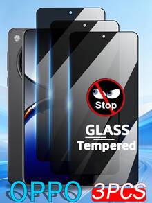 3pcs Compatible OPPO Phone Privacy Protection Film, Full Coverage Anti-Peep Tempered Glass Screen Protector, Essential Screen Protection For Daily, Office, Home Use, Waterproof, Shockproof, Anti-Fall, Anti-Scratch, Anti-Fingerprint - Black - View 87