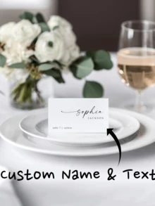 1pc Custom Wedding Name Place Cards - Editable Table Name Card | Modern Minimalist Design, Black And White, Initials In Heart | Personalized Place Cards For Weddings, Events, Parties | 9*10CM, Copperplate Paper - Style 1 - View 8