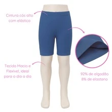 Kit Uniforme Escolar Infantil Camiseta Branca Manga Curta Longa Calça Legging Moletom Peças Avulsas - Meia Manga + Shorts Preto - Visão 3