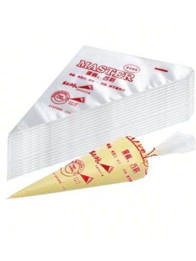 100个透明奶油裱花袋，用于装饰糕点、蛋糕和布丁。适合DIY烹饪和装饰蛋糕、马卡龙、饼干和糕点。