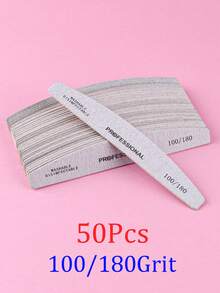 100pcs/50pcs/25pcs/10pcs/1pc Grey Thin Wooden Nail File - 100/180 Grit Nail Care Manicure Set, Double-Sided Nail File, Washable Nail File, Reusable Nail Buffer Block, Suitable For Natural Nails And Acrylic Nails, Home And Salon Use - Light Grey - View 9