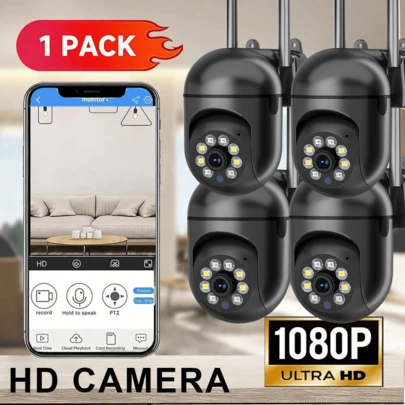 Cámara de inteligente HD de 5MP, cámara de vigilancia WiFi de 2.4G, cámara de interior/exterior, cámara WiFi inalámbrica, cámara de monitoreo con visión nocturna a color, cámara domo PTZ, seguimiento automático, alarma, audio bidireccional, detección de movimiento con IA, rotación horizontal de 350° y vertical de 90°, almacenamiento en tarjeta SD/PTZ (se vende por separado), adecuada para doméstica y monitoreo de mascotas