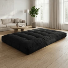 8" Futon Mattress Full/Queen Size, Thick Futons Sofa Couch Bed Sleeper Sofa Bed, Floor Mattress For Adults, Roll Up Folding Mattres Shredded Foam Filling, Medium Firm(Frame Not Included) - màu đen - Xem 5