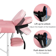 Butterslay 2-Fold Portable Massage Table Multi-Functional Adjustable Spa Table With Headrest & Armrests & Hand Pallet Foldable Massage Bed For Salon Spa Lash Studio Pink/Black - Pink - View 8