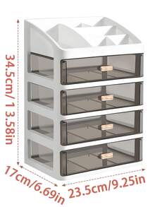 (2-7 Days Must Arrive)1Pc Desktop Cosmetic Organizer, 4 Layer Drawer-Style Cosmetic Storage, Box High-End Dressing Table, Makeup Orginizer, Organziers Storage, Lipstick Skin Care Products Desktop Storage Box Jewelry Storage Rack, Makeup Brush Holder, Drawer Type Dust-Proof Storage Box For Skincare, Nail Supplies, Face  And Brushes, Can Be Used In Bathroom, Living Room, Bedroom And Office To Store Remote Controls, Toothpicks, Chargers, Mobile Phone Cases Lipstick, Eye Cream, Hand Cream, Powder Cake, Eyeshadow, Nail Polish, Storage Space Organizer, Shelf, Makeup Storage Rack, Room Decor, Vanity Accerories, Makeup Bag, Jewelry Organzier, Jewelry Box, Perfume Stand, Jewelry Tray, Drawer Organzier, Perfume Organzier, Vanity Decor, Gift For Valentine's Day Halloween/Christmas Gifts, Back-To-School Season, Gifts For Women, Cruise Essentials, Travel Essential - 彩色 - 查看 4