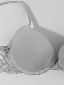 5pcs Elegant Solid Color Lace Patchwork Push-Up Bra (Small Bust Push-Up Bra) - Multicolor - View 6