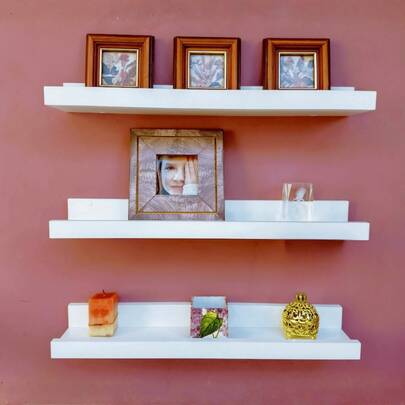 Prateleiras Canaletas Parede Estante Livros Quadros Briqneudos Nichos Madeira KIt 2un 55cm