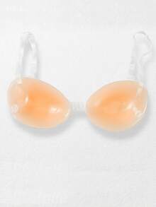 1 Pair Transparent Adhesive Strapless Low-Cut Bra, Seamless Backless Invisible Bra, Strapless Bridal Bra, Silicone Bra, Lingerie And Nipple Covers - Apricot - View 1