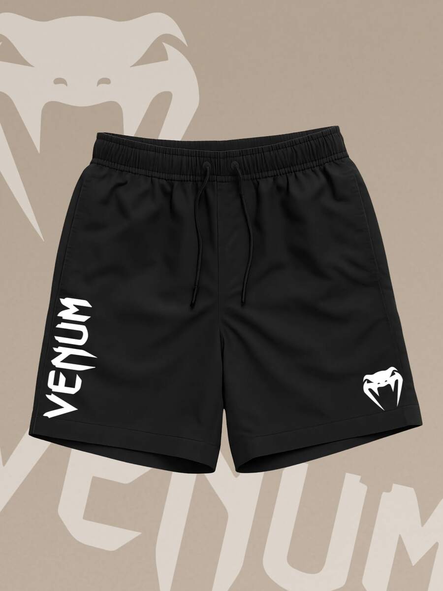 Men's Sporty Bermuda Shorts In Quick-Drying Tactel Fabric, Black, Adult And Plus Sizes G1 G2 G3 - 黑色 - 查看 1